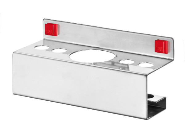 ABAX® Kombihalter für Stifte / Sprühflasche 4 x Durchmesser 17 mm / 1 x Durchmesser 52 mm Alufarben