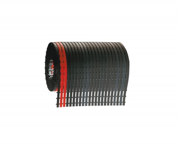 ErgoPlus Bodenmatte B600 mm, schwarz mit rotem Sicherheitsstreifen.
