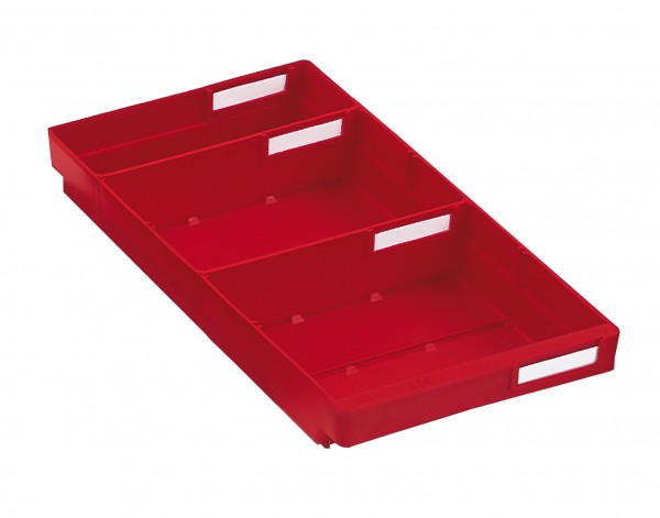 Regalkasten Mod. 420 rot, 400 x 240 x 65 mm, für 4 Trennplatten.