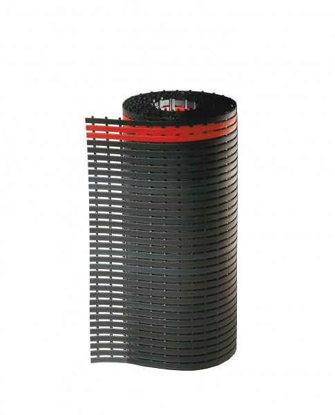 ErgoPlus Bodenmatte B1000 mm - 10 m -, schwarz mit rotem Sicherheitsstreifen.