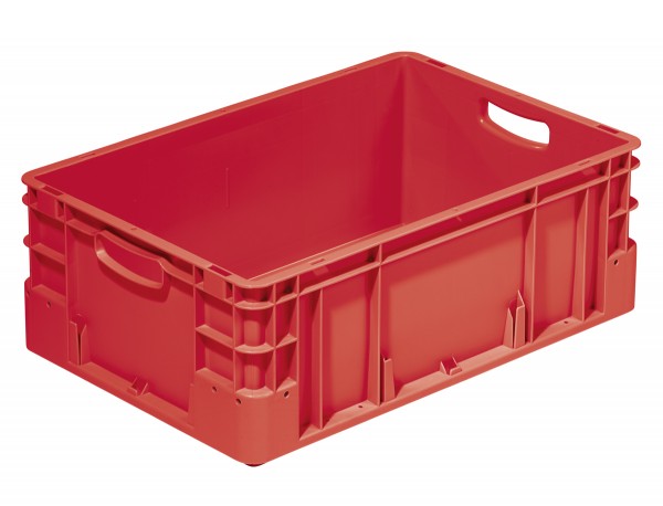 Euro-Transportbehälter rot, 600 x 400 x 220 mm.
