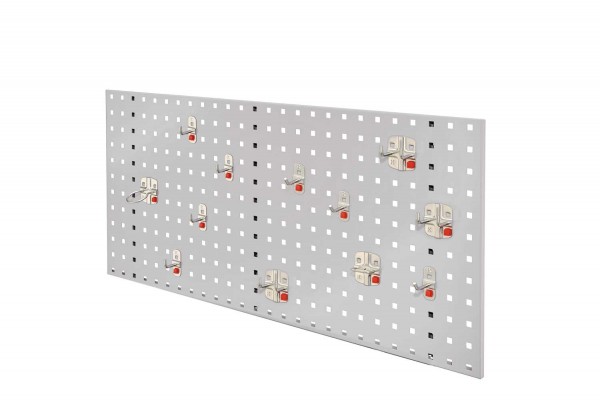 ®RasterPlan/ ABAX Lochplatten Einsteigerset 2, RAL 7035. Bestehend aus 1 Lochplatte 1000 mm, 1 ABAX Werkzeughaltersortiment 12-teilig,