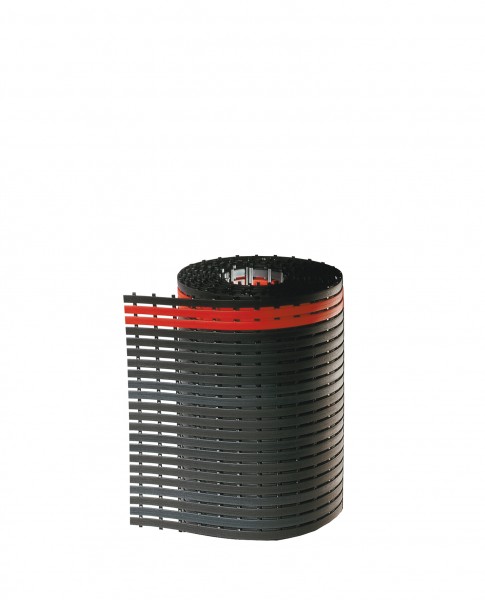 ErgoPlus Bodenmatte B600 mm - 10 m -, schwarz mit rotem Sicherheitsstreifen.