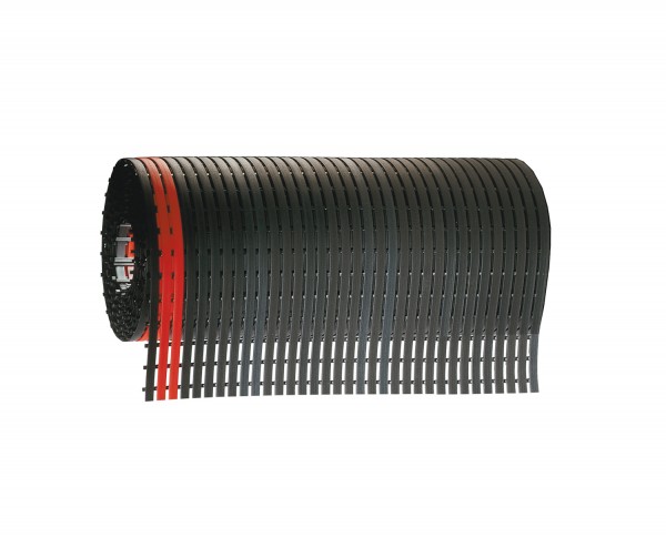 ErgoPlus Bodenmatte B1000 mm, schwarz mit rotem Sicherheitsstreifen.