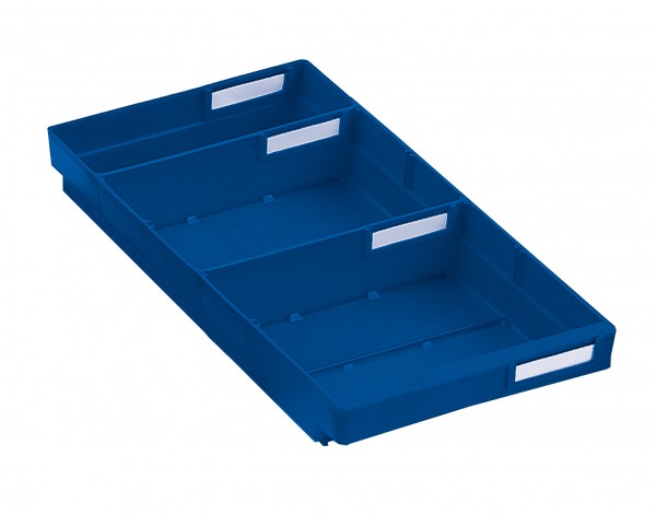 Regalkasten Mod. 420 blau, 400 x 240 x 65 mm, für 4 Trennplatten.